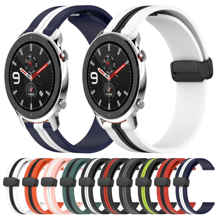 For Amazfit GTR 4 22mm Folding Magnetic Clasp Silicone Watch Band(Black+White) - free shipping - PMC TechLife - Order now!