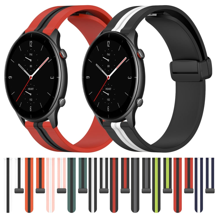 For Amazfit GTR 2e 22mm Folding Magnetic Clasp Silicone Watch Band(Orange+Black) - free shipping - PMC TechLife - Order now!