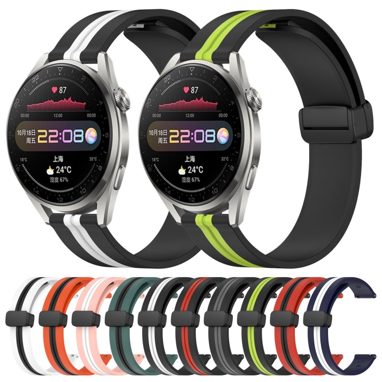 For Huawei Watch 3 Pro 22mm Folding Magnetic Clasp Silicone Watch Band(Black+Red) - free shipping - PMC TechLife - Order now!