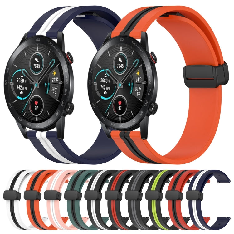 For Honor Magic Watch 2 46mm 22mm Folding Magnetic Clasp Silicone Watch Band(Red+Black) - free shipping - PMC TechLife - Order now!