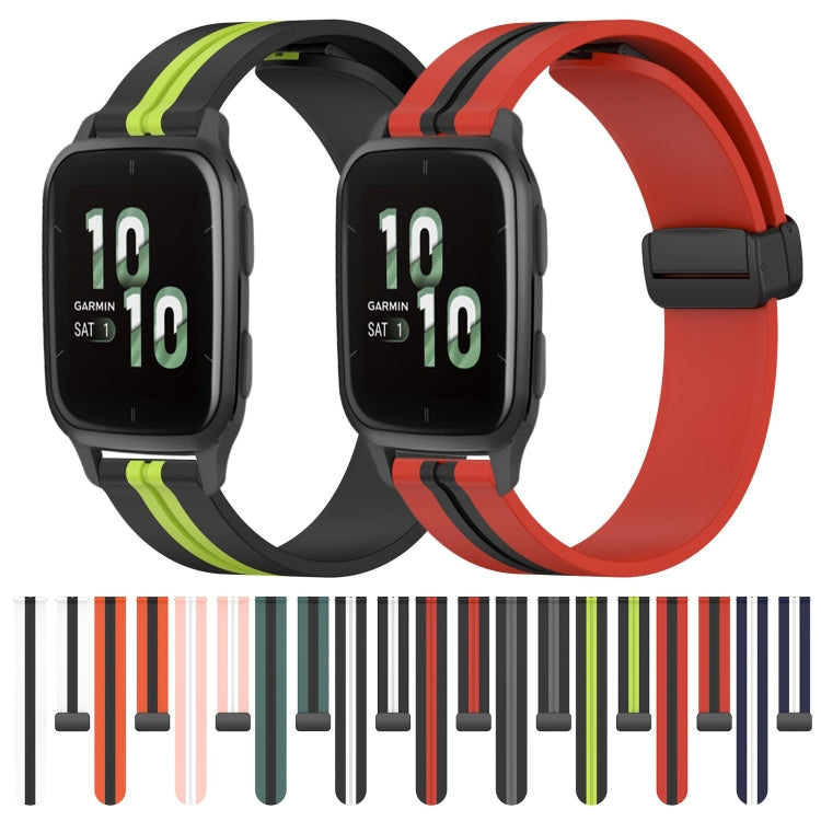 Compatible with Garmin Compatible witherunner Sq2 20mm Folding Magnetic Clasp Silicone Watch Band(Black+White) - free shipping - PMC TechLife - Order now!