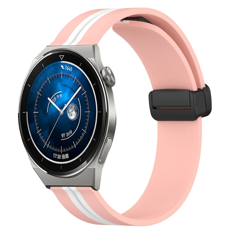For Huawei Watch GT3 Pro 43mm 20mm Folding Magnetic Clasp Silicone Watch Band(Pink+White) - free shipping - PMC TechLife - Order now!