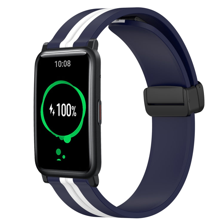 For Honor Watch ES 20mm Folding Magnetic Clasp Silicone Watch Band(Midnight Blue + White) - free shipping - PMC TechLife - Order now!