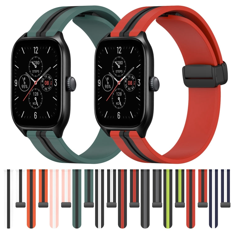 For Amazfit GTS 4 20mm Folding Magnetic Clasp Silicone Watch Band(Midnight Blue + White) - free shipping - PMC TechLife - Order now!