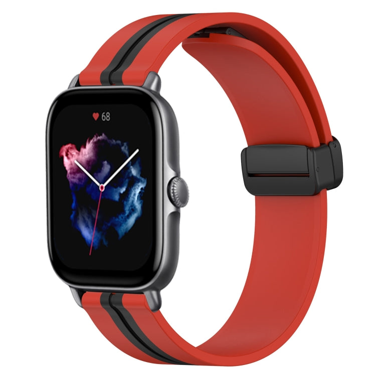 For Amazfit GTS 3 20mm Folding Magnetic Clasp Silicone Watch Band(Red+Black) - free shipping - PMC TechLife - Order now!