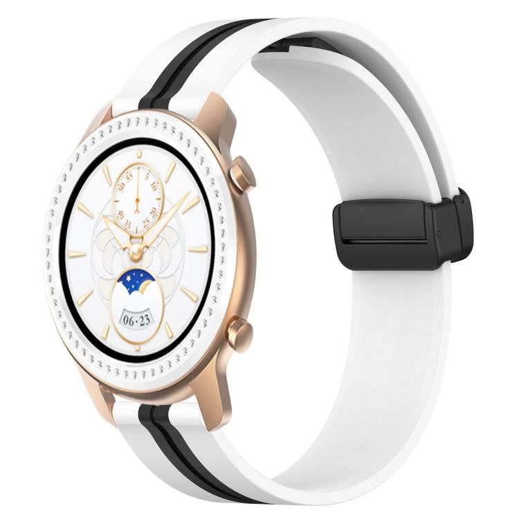 For Amazfit GTR 42mm 20mm Folding Magnetic Clasp Silicone Watch Band(White+Black) - free shipping - PMC TechLife - Order now!