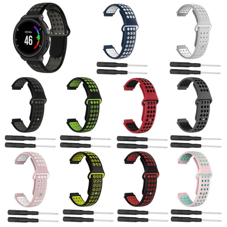 For Garmin Forerunner 630 Two-Color Punched Breathable Silicone Watch Band(Black+Grey) - free shipping - PMC TechLife - Order now!