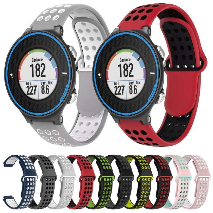 For Garmin Forerunner 620 Two-Color Punched Breathable Silicone Watch Band(Black+Green) - free shipping - PMC TechLife - Order now!