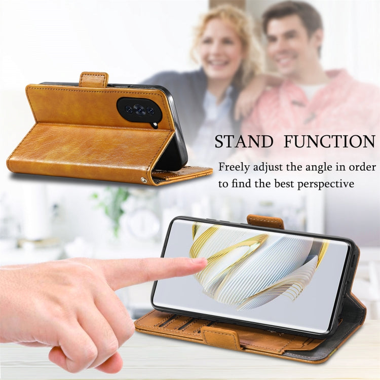 For Huawei  Nova 10 CaseNeoSplicing Dual Magnetic Buckle Leather Phone Case(Khaki) - free shipping - PMC TechLife - Order now!