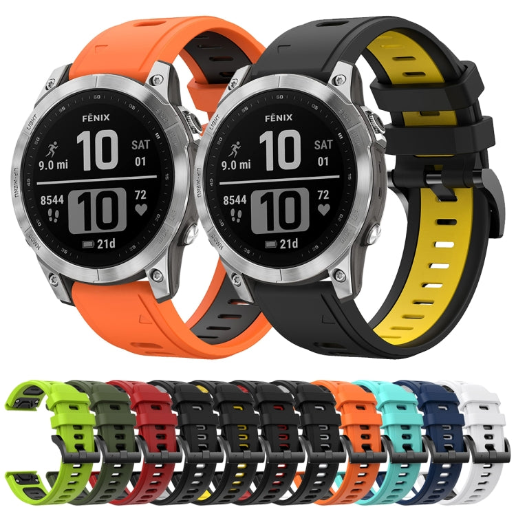 Compatible with Garmin Fenix 7 22mm Two-Color Sports Silicone Watch Band(Black+White) - free shipping - PMC TechLife - Order now!