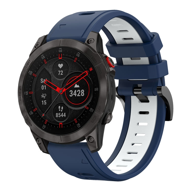 Compatible with Garmin EPIX Gen 2 22mm Two-Color Sports Silicone Watch Band(Midnight Blue + White) - Watch Bands by PMC TechLife | Online Shopping South Africa | PMC TechLife | Buy Now Pay Later Mobicred