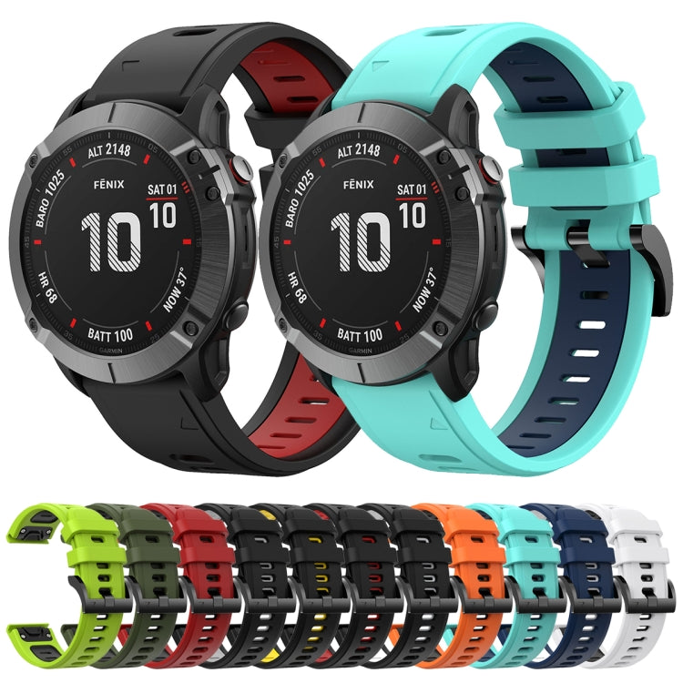 Compatible with Garmin Fenix 6 GPS 22mm Two-Color Sports Silicone Watch Band(Midnight Blue + White) - free shipping - PMC TechLife - Order now!