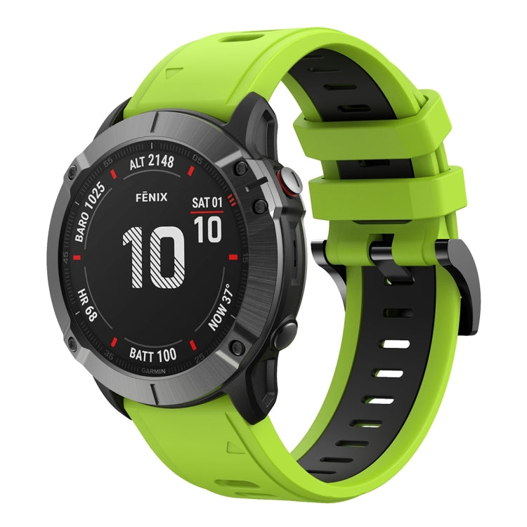 Compatible with Garmin Fenix 6X Pro 26mm Two-Color Sports Silicone Watch Band(Lime Green + Black) - free shipping - PMC TechLife - Order now!