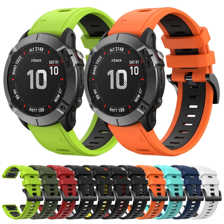 Compatible with Garmin Fenix 6X Pro 26mm Two-Color Sports Silicone Watch Band(Lime Green + Black) - free shipping - PMC TechLife - Order now!