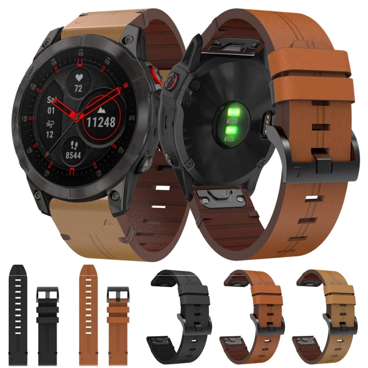 Compatible with Garmin EPIX Gen 2 22mm Leather Steel Buckle Watch Band(Brown) - Watch Bands by PMC TechLife | Online Shopping South Africa | PMC TechLife | Buy Now Pay Later Mobicred