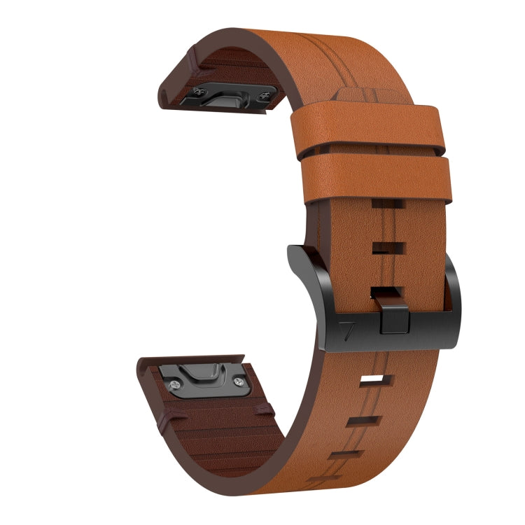 Compatible with Garmin Instinct 2 22mm Leather Steel Buckle Watch Band(Brown) - Watch Bands by PMC TechLife | Online Shopping South Africa | PMC TechLife | Buy Now Pay Later Mobicred