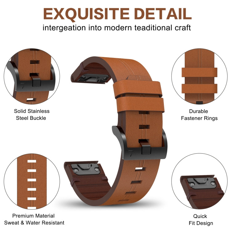Compatible with Garmin Instinct 2 22mm Leather Steel Buckle Watch Band(Brown) - Watch Bands by PMC TechLife | Online Shopping South Africa | PMC TechLife | Buy Now Pay Later Mobicred