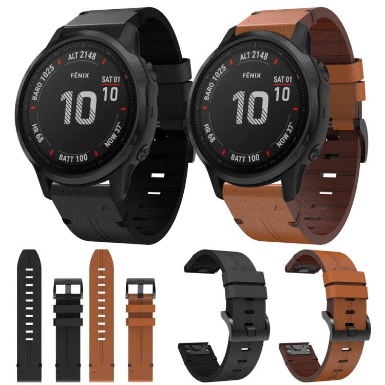 Compatible with Garmin Fenix 6S Pro 20mm Leather Steel Buckle Watch Band(Brown) - Watch Bands by PMC TechLife | Online Shopping South Africa | PMC TechLife | Buy Now Pay Later Mobicred