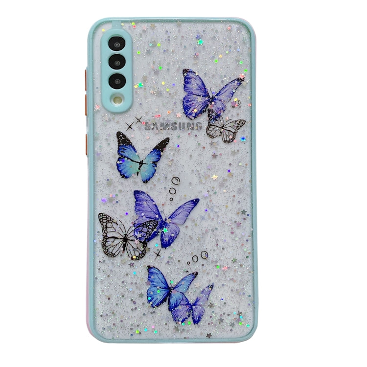 For Samsung Galaxy A13 5G Color Butterfly Glitter Epoxy TPU Phone Case(Green) - Galaxy Phone Cases by PMC TechLife | Online Shopping South Africa | PMC TechLife | Buy Now Pay Later Mobicred