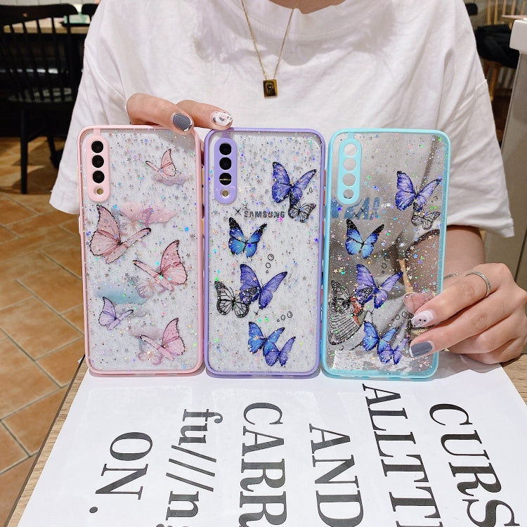 For Samsung Galaxy A13 5G Color Butterfly Glitter Epoxy TPU Phone Case(Green) - Galaxy Phone Cases by PMC TechLife | Online Shopping South Africa | PMC TechLife | Buy Now Pay Later Mobicred