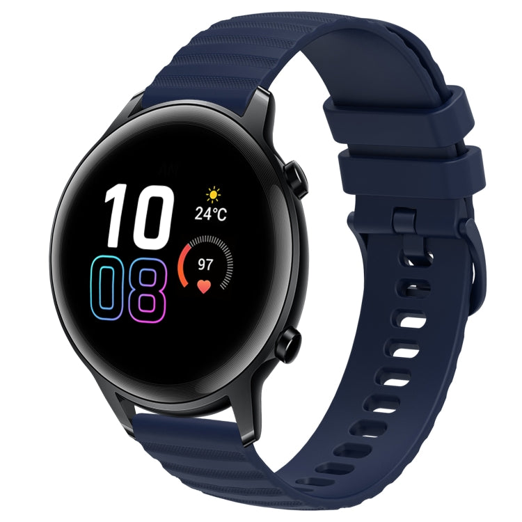 For Honor Magic Watch2 42mm 20mm Wavy Dot Pattern Solid Color Silicone Watch Band(Navy Blue) - free shipping - PMC TechLife - Order now!