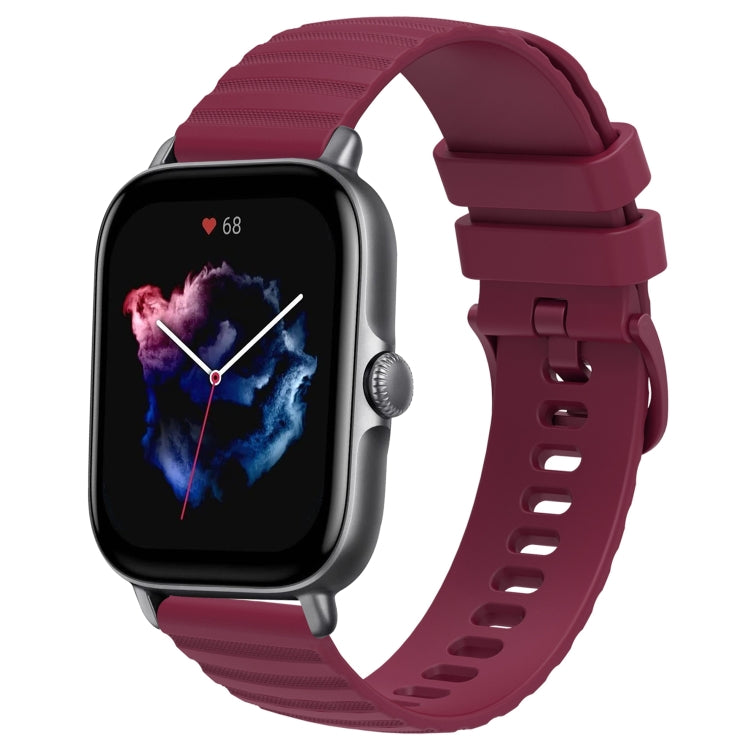 For Amazfit GTS 3 20mm Wavy Dot Pattern Solid Color Silicone Watch Band(Wine Red) - free shipping - PMC TechLife - Order now!