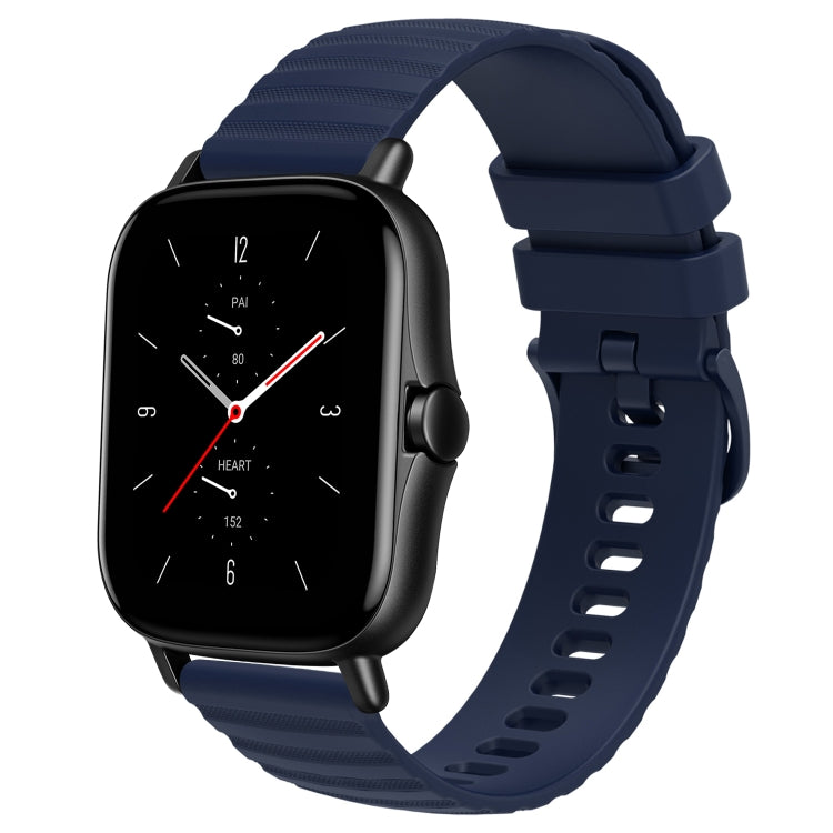 For Amazfit GTS 2E 20mm Wavy Dot Pattern Solid Color Silicone Watch Band(Navy Blue) - free shipping - PMC TechLife - Order now!