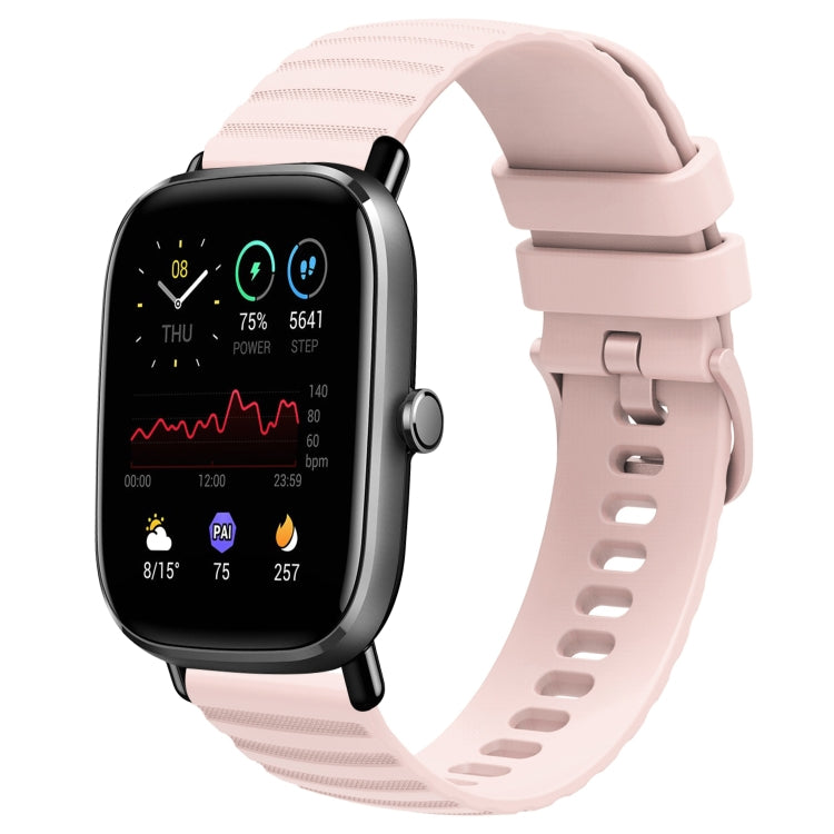 For Amazfit GTS 2 Mini 20mm Wavy Dot Pattern Solid Color Silicone Watch Band(Pink) - free shipping - PMC TechLife - Order now!