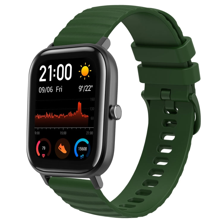 For Amazfit GTS 20mm Wavy Dot Pattern Solid Color Silicone Watch Band(Army Green) - free shipping - PMC TechLife - Order now!
