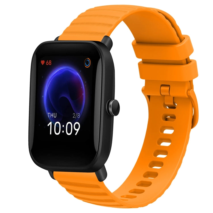 For Amazfit Pop Pro 20mm Wavy Dot Pattern Solid Color Silicone Watch Band(Yellow) - free shipping - PMC TechLife - Order now!