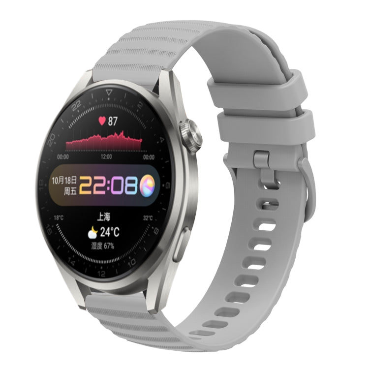 For Huawei Watch 3 Pro 22mm Wavy Dot Pattern Solid Color Silicone Watch Band(Grey) - free shipping - PMC TechLife - Order now!
