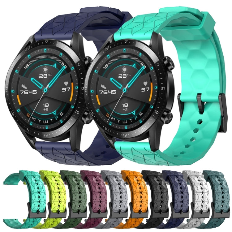 For Huawei Watch GT2 42mm 20mm Football Pattern Solid Color Silicone Watch Band(Teal) - free shipping - PMC TechLife - Order now!