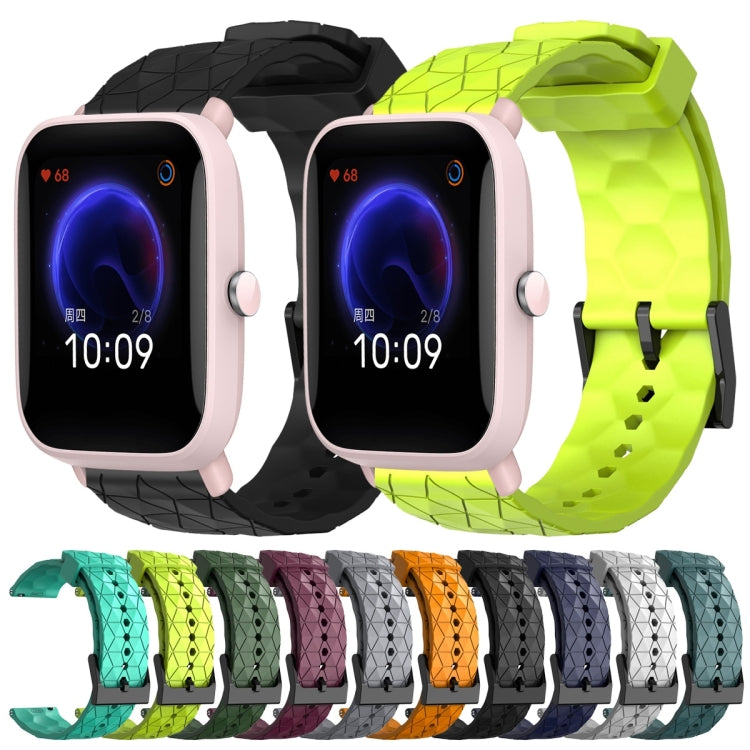 For Amazfit Pop Pro 20mm Football Pattern Solid Color Silicone Watch Band(Yellow) - free shipping - PMC TechLife - Order now!