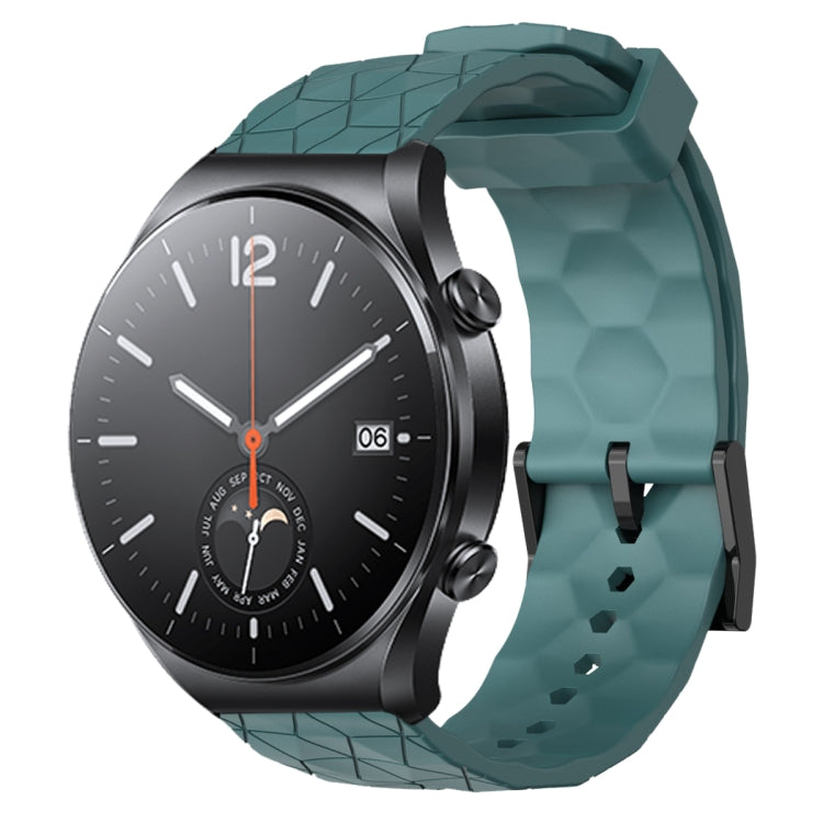 For Xiaomi MI Watch S1 22mm Football Pattern Solid Color Silicone Watch Band(Rock Cyan) - Watch Bands by PMC TechLife | Online Shopping South Africa | PMC TechLife | Buy Now Pay Later Mobicred