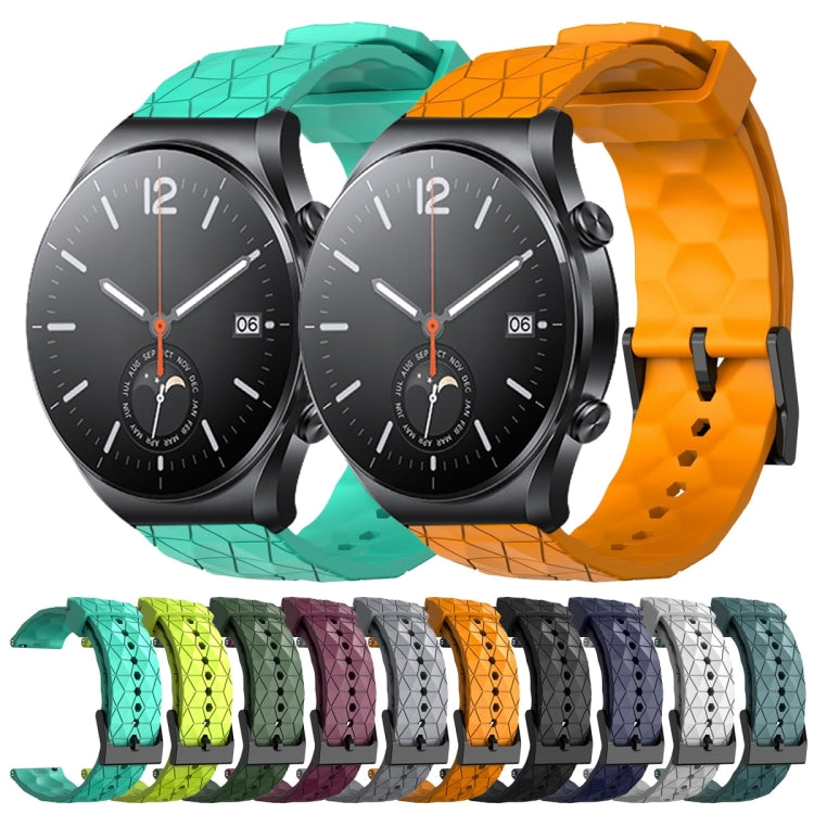 For Xiaomi MI Watch S1 22mm Football Pattern Solid Color Silicone Watch Band(Rock Cyan) - Watch Bands by PMC TechLife | Online Shopping South Africa | PMC TechLife | Buy Now Pay Later Mobicred
