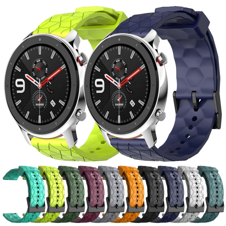For Amazfit GTR 4 22mm Football Pattern Solid Color Silicone Watch Band(Teal) - free shipping - PMC TechLife - Order now!