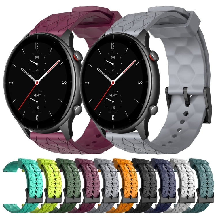 For Amazfit GTR 2e 22mm Football Pattern Solid Color Silicone Watch Band(Lime Green) - free shipping - PMC TechLife - Order now!
