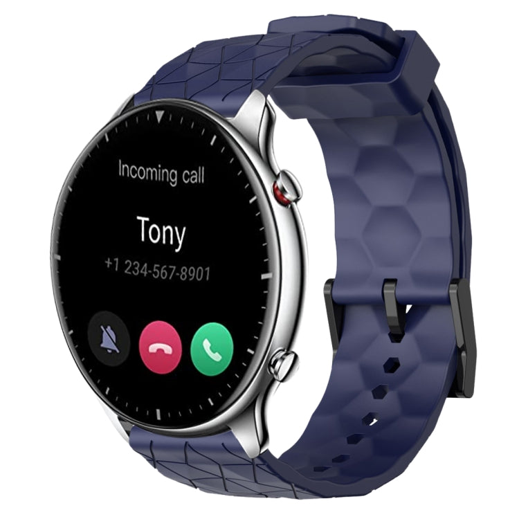 For Amazfit GTR 2 22mm Football Pattern Solid Color Silicone Watch Band(Navy Blue) - free shipping - PMC TechLife - Order now!