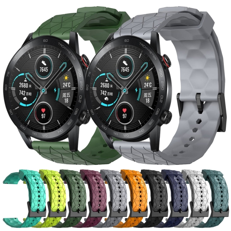 For Honor Magic Watch 2 46mm 22mm Football Pattern Solid Color Silicone Watch Band(Army Green) - free shipping - PMC TechLife - Order now!