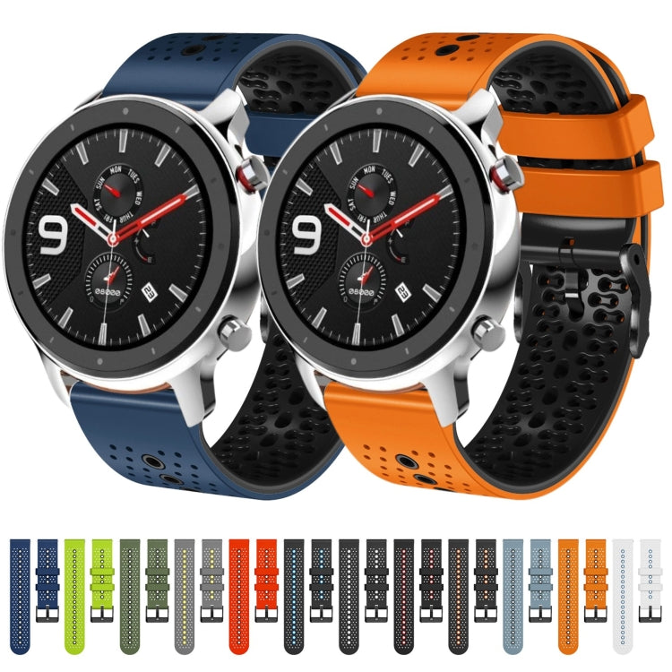 For Amazfit GTR 4 22mm Perforated Two-Color Silicone Watch Band(Lime+Black) - free shipping - PMC TechLife - Order now!