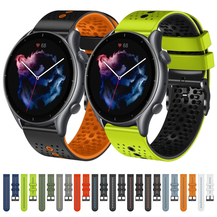 For Amazfit GTR 3 22mm Perforated Two-Color Silicone Watch Band(Army Green+Black) - free shipping - PMC TechLife - Order now!