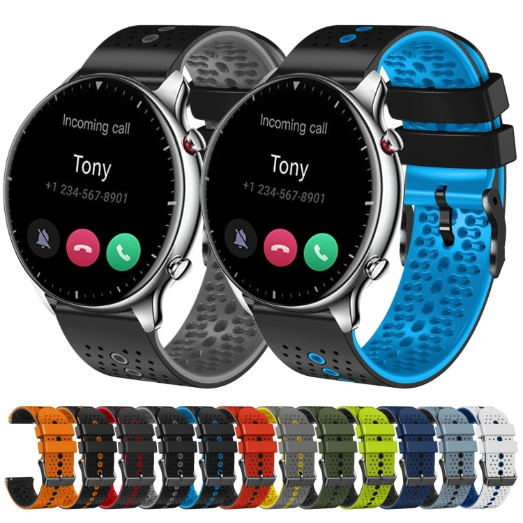 For Amazfit GTR 2 22mm Perforated Two-Color Silicone Watch Band(Lime+Black) - free shipping - PMC TechLife - Order now!