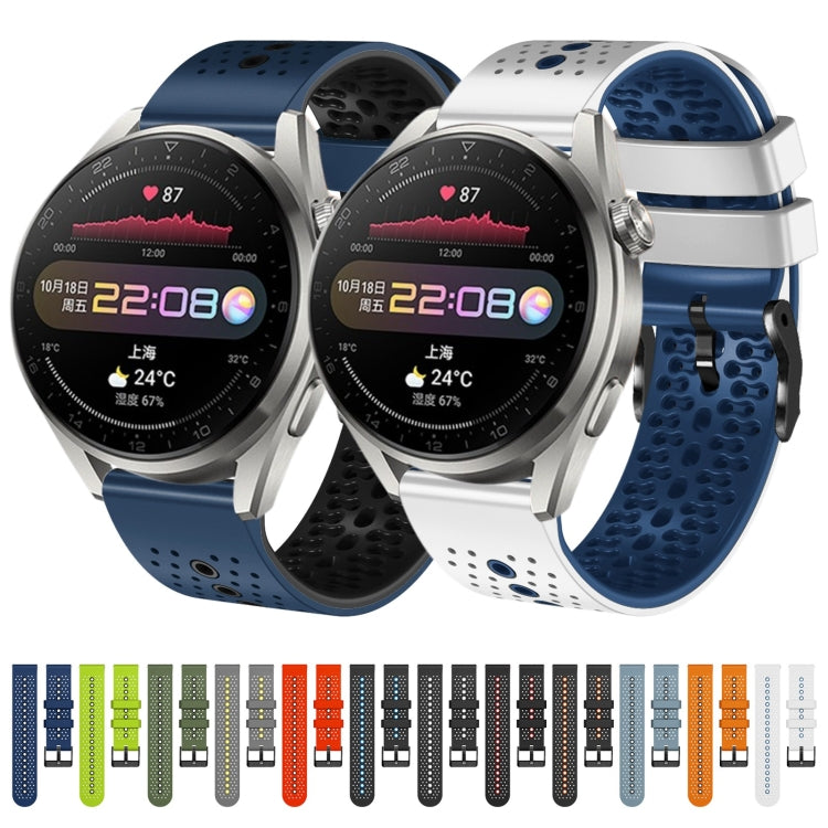 For Huawei Watch 3 Pro 22mm Perforated Two-Color Silicone Watch Band(Black+Grey) - free shipping - PMC TechLife - Order now!