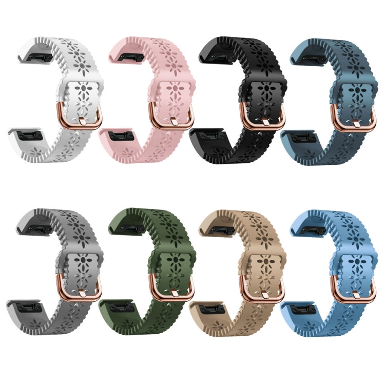 Compatible with Garmin Fenix 6S Pro 20mm Lady's Silicone Watch Band With Lace Punch(Khaki) - Watch Bands by PMC TechLife | Online Shopping South Africa | PMC TechLife | Buy Now Pay Later Mobicred