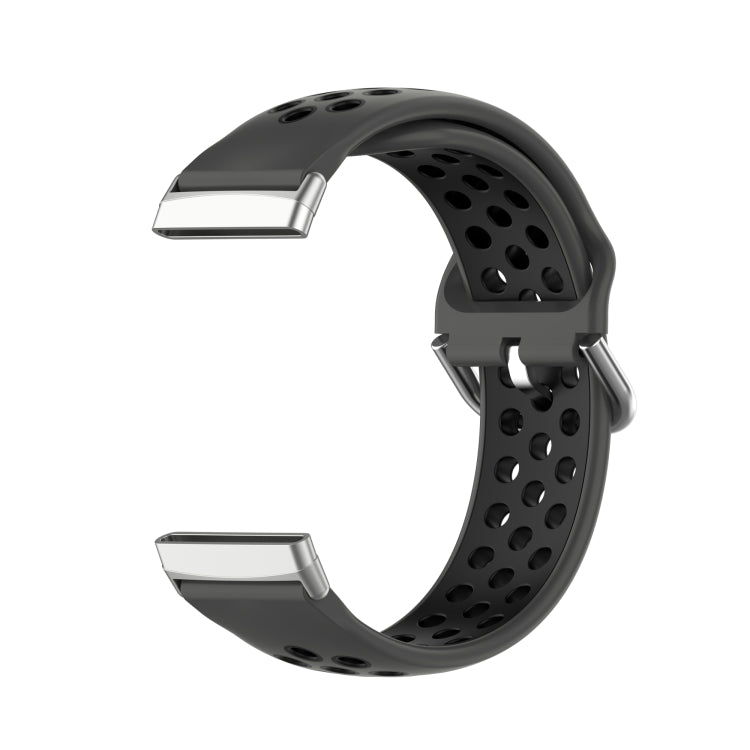 For Fitbit Versa 3 Two-Color Perforated Breathable Silicone Watch Band(Black+Black) - free shipping - PMC TechLife - Order now!