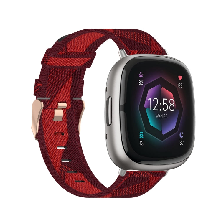 For Fitbit Sense Nylon Weave Canvas Watch Band(Red) - free shipping - PMC TechLife - Order now!