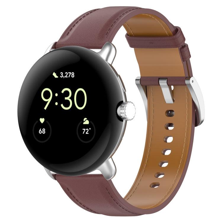 For Google Pixel Watch Leather Embossed Sewing Watch Band(Dark Brown) - free shipping - PMC TechLife - Order now!
