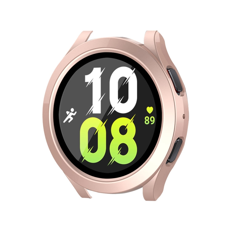 For Samsung Galaxy Watch4/5 44mm ENKAY Hat-Prince Waterproof Full Coverage PC Frame + 9H Tempered Glass Case(Rose Gold) - Watch Cases by ENKAY | Online Shopping South Africa | PMC TechLife | Buy Now Pay Later Mobicred