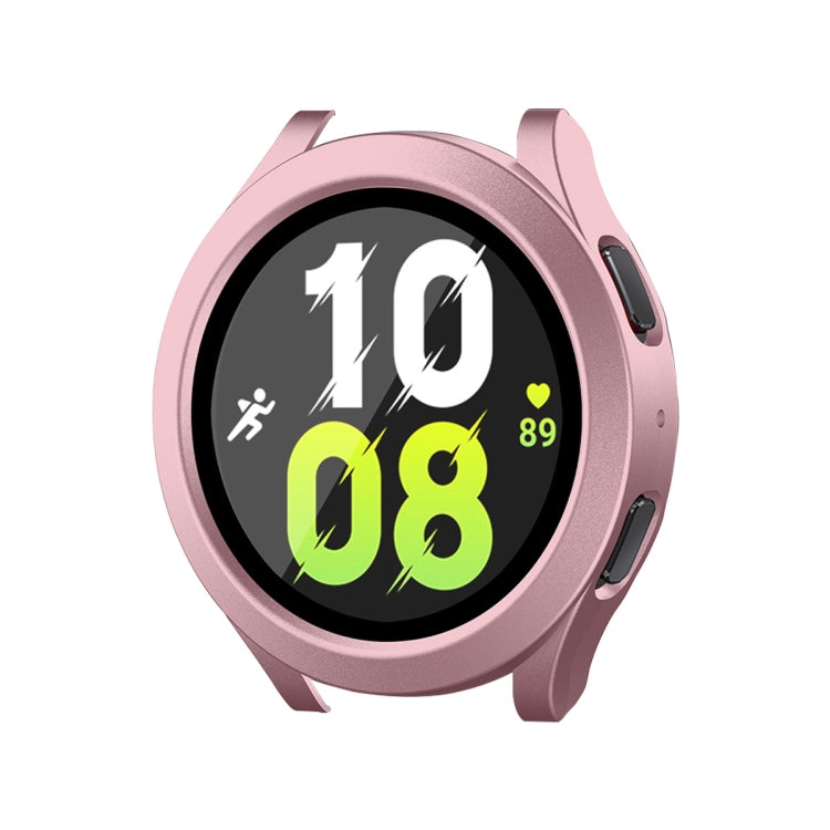 For Samsung Galaxy Watch4/5 44mm ENKAY Hat-Prince Waterproof Full Coverage PC Frame + 9H Tempered Glass Case(Pink) - Watch Cases by ENKAY | Online Shopping South Africa | PMC TechLife | Buy Now Pay Later Mobicred