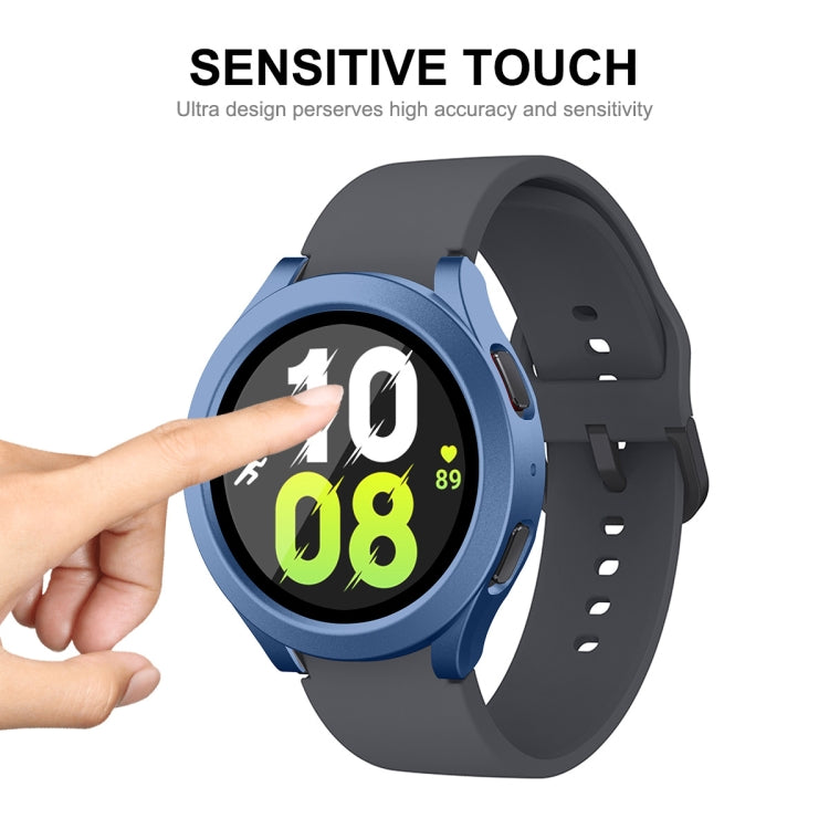 For Samsung Galaxy Watch4/5 44mm ENKAY Hat-Prince Waterproof Full Coverage PC Frame + 9H Tempered Glass Case(Dark Blue) - Watch Cases by ENKAY | Online Shopping South Africa | PMC TechLife | Buy Now Pay Later Mobicred